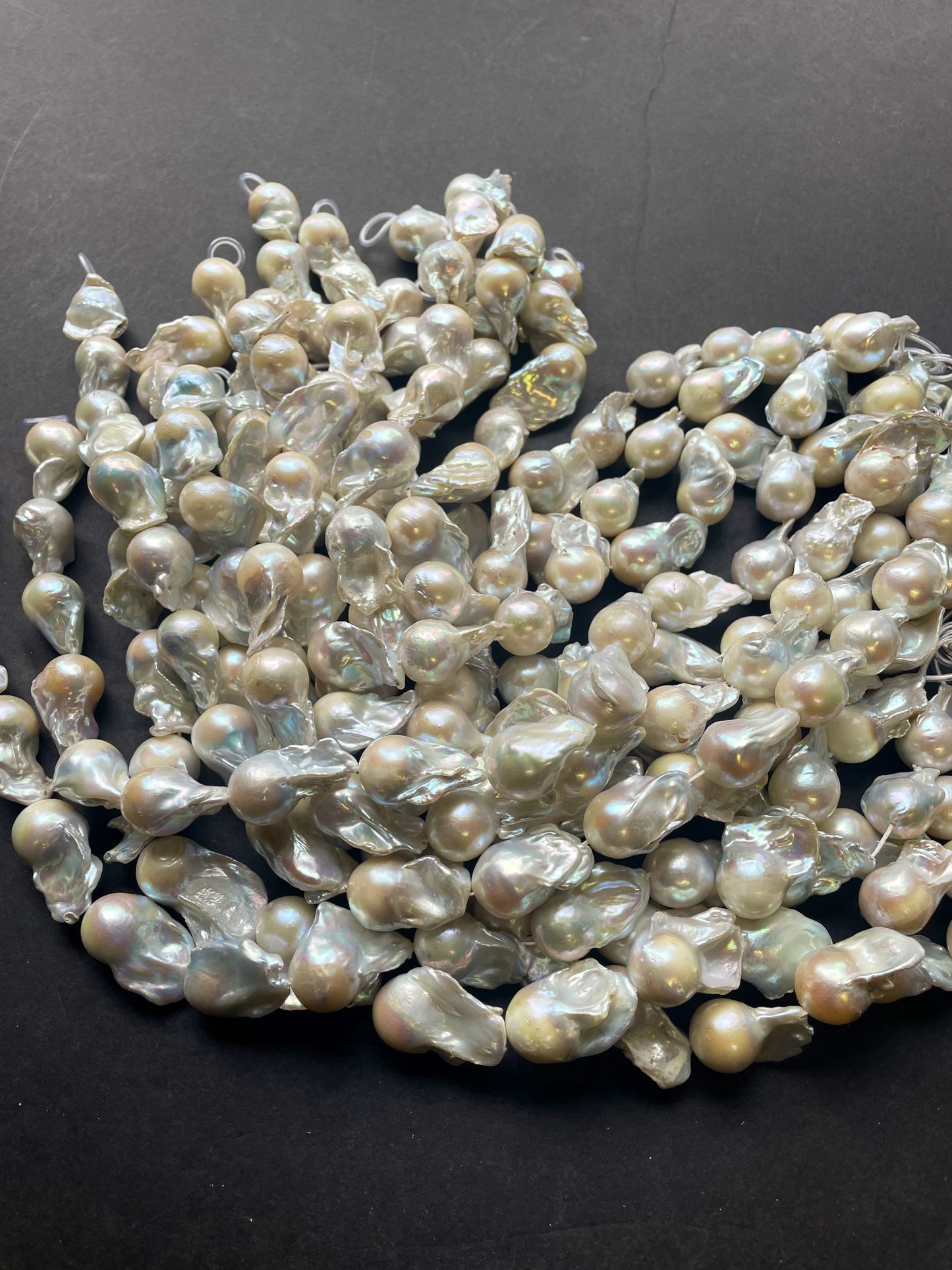 AAA 100% Natural Real Nice Quality Baroque Pearl 15x28mm Natural Freedom Shape. Gorgeous Natural White Baroque Freshwater Pearl 15”