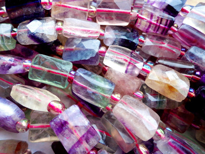 AAA Natural Fluorite Gemstone Beads, 14x9mm Faceted Rectangle Shape Beads, Beautiful Purple Beads, Great Quality Bead! Full length 15.5"