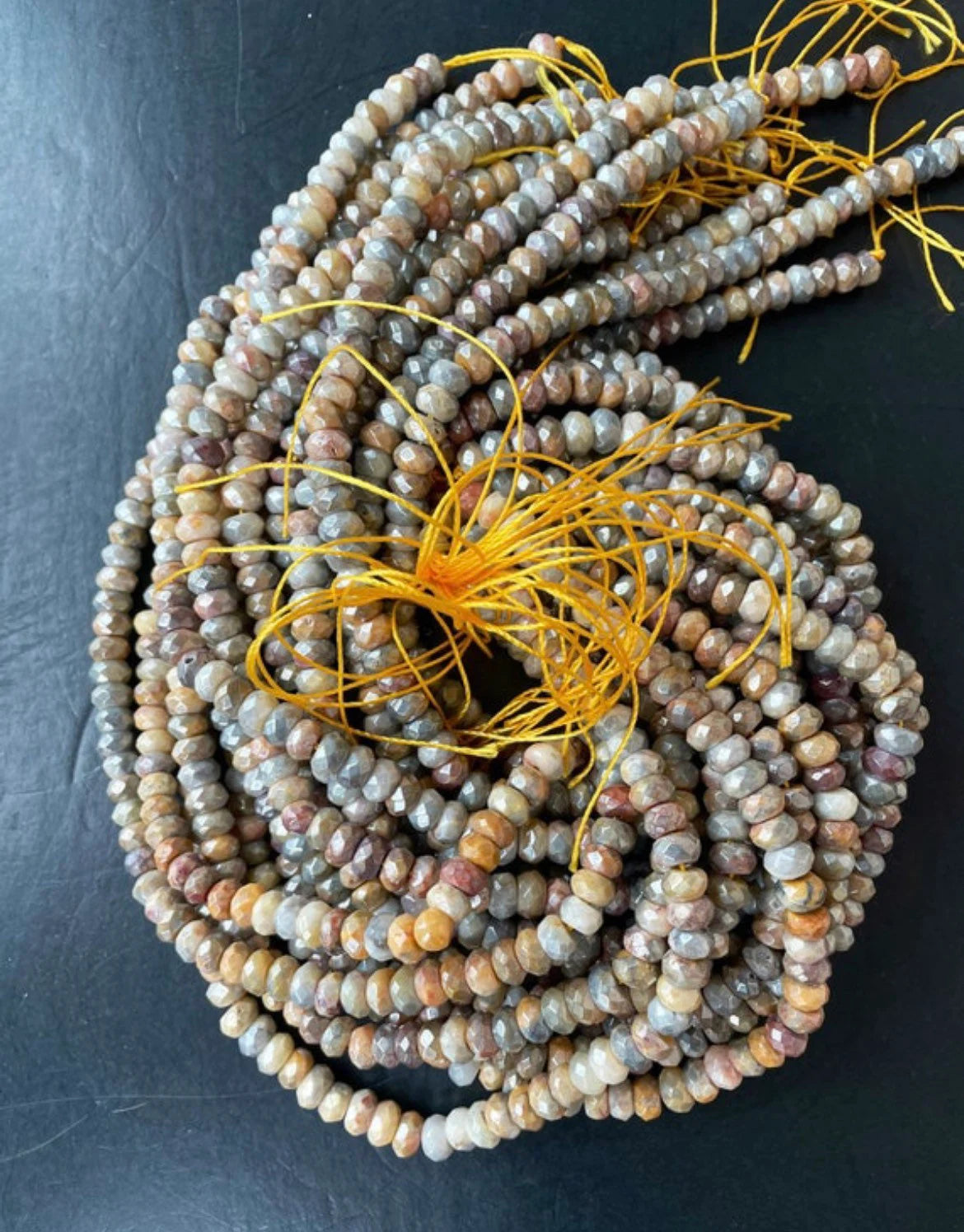 Beautiful mystic crazy lace agate stone bead . Faceted 5x8mm Rondelle bead. Gorgeous brown yellow gray color stone bead. Full strand 15.5”