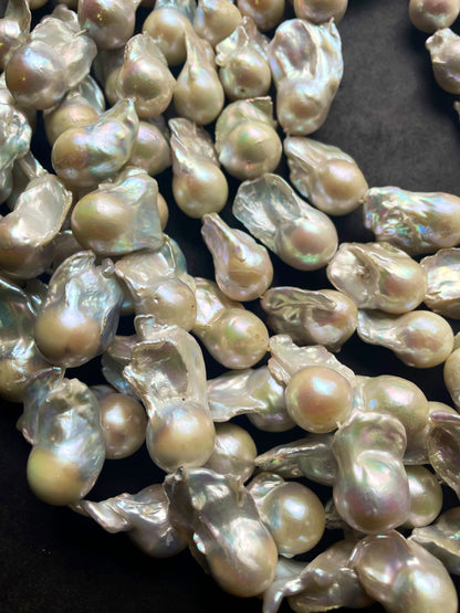 AAA 100% Natural Real Nice Quality Baroque Pearl 15x28mm Natural Freedom Shape. Gorgeous Natural White Baroque Freshwater Pearl 15”
