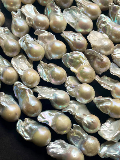 AAA 100% Natural Real Nice Quality Baroque Pearl 15x28mm Natural Freedom Shape. Gorgeous Natural White Baroque Freshwater Pearl 15”