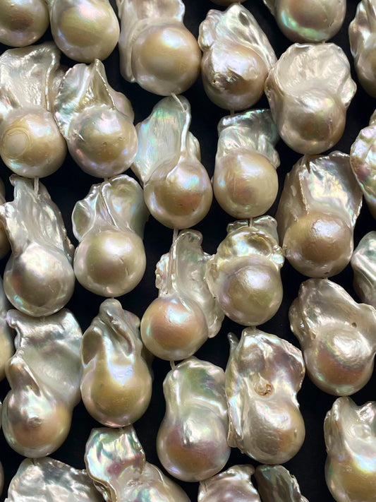 AAA 100% Natural Real Nice Quality Baroque Pearl 15x28mm Natural Freedom Shape. Gorgeous Natural White Baroque Freshwater Pearl 15”