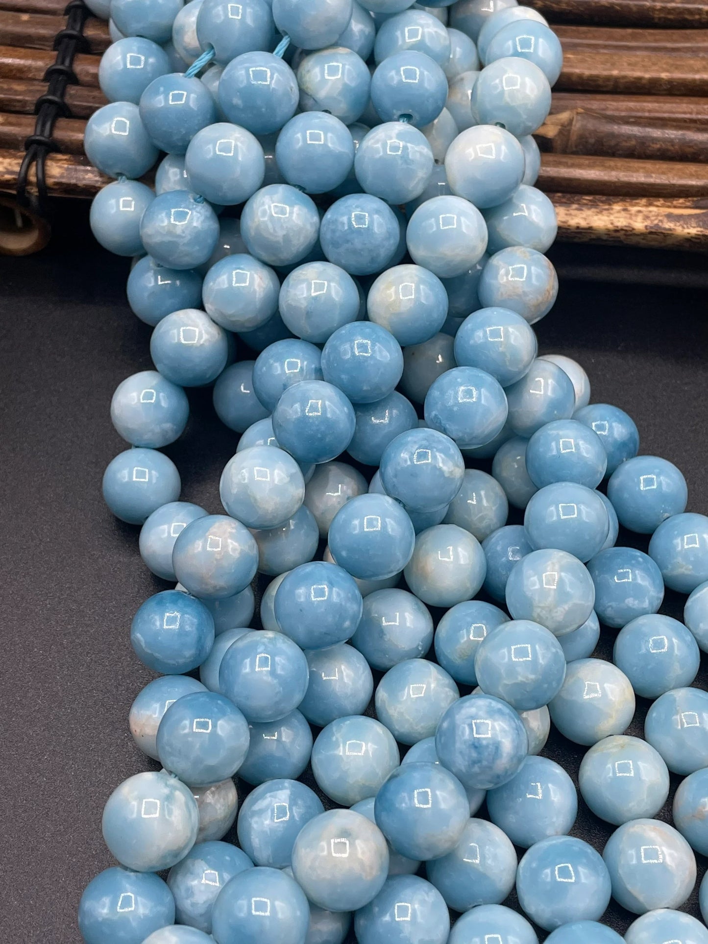 AAA Natural Larimar quartz stone bead . 6mm 8mm 10mm 12mm round bead . Beautiful skin blue Larimar color gemstone . Full strand length 15.5”