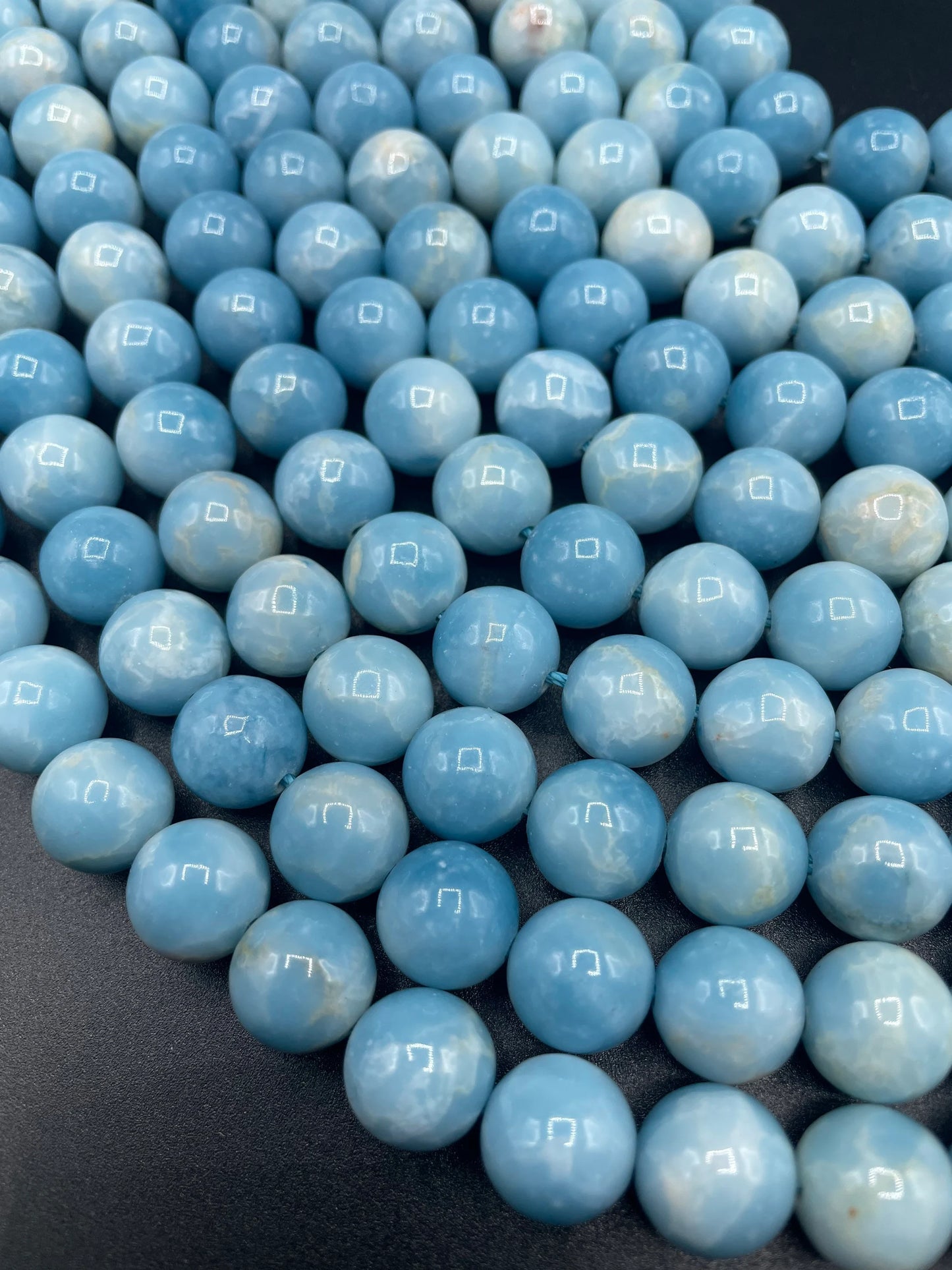 AAA Natural Larimar quartz stone bead . 6mm 8mm 10mm 12mm round bead . Beautiful skin blue Larimar color gemstone . Full strand length 15.5”