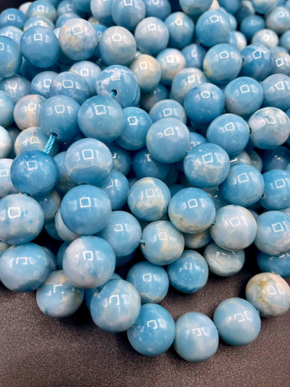 AAA Natural Larimar quartz stone bead . 6mm 8mm 10mm 12mm round bead . Beautiful skin blue Larimar color gemstone . Full strand length 15.5”
