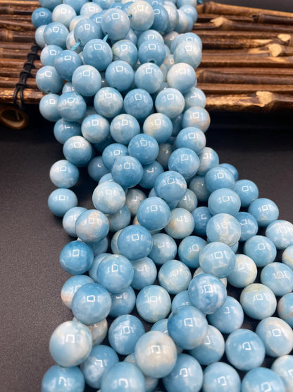 AAA Natural Larimar quartz stone bead . 6mm 8mm 10mm 12mm round bead . Beautiful skin blue Larimar color gemstone . Full strand length 15.5”