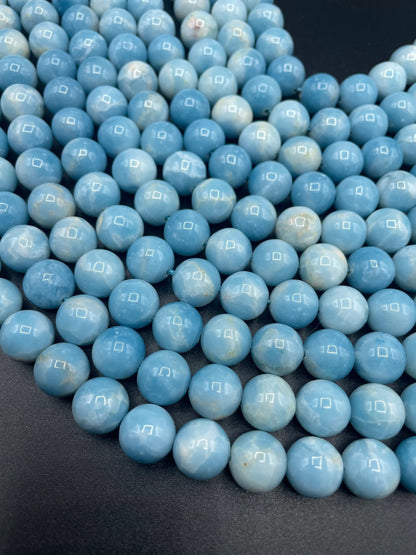 AAA Natural Larimar quartz stone bead . 6mm 8mm 10mm 12mm round bead . Beautiful skin blue Larimar color gemstone . Full strand length 15.5”