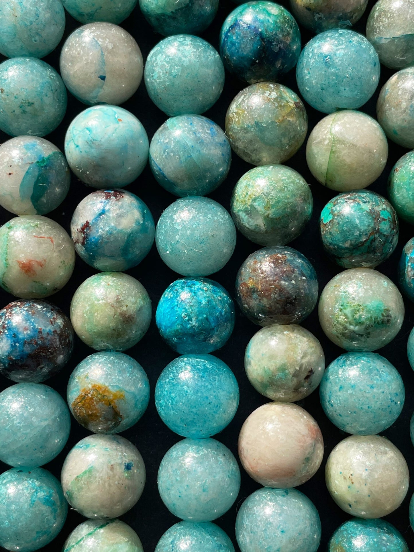 AAA Natural chrysocolla stone bead . 6mm 8mm 10mm round bead. Beautiful natural sky blue with brown color chrysocolla gemstone. Full strand