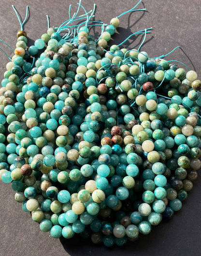 AAA Natural chrysocolla stone bead . 6mm 8mm 10mm round bead. Beautiful natural sky blue with brown color chrysocolla gemstone. Full strand
