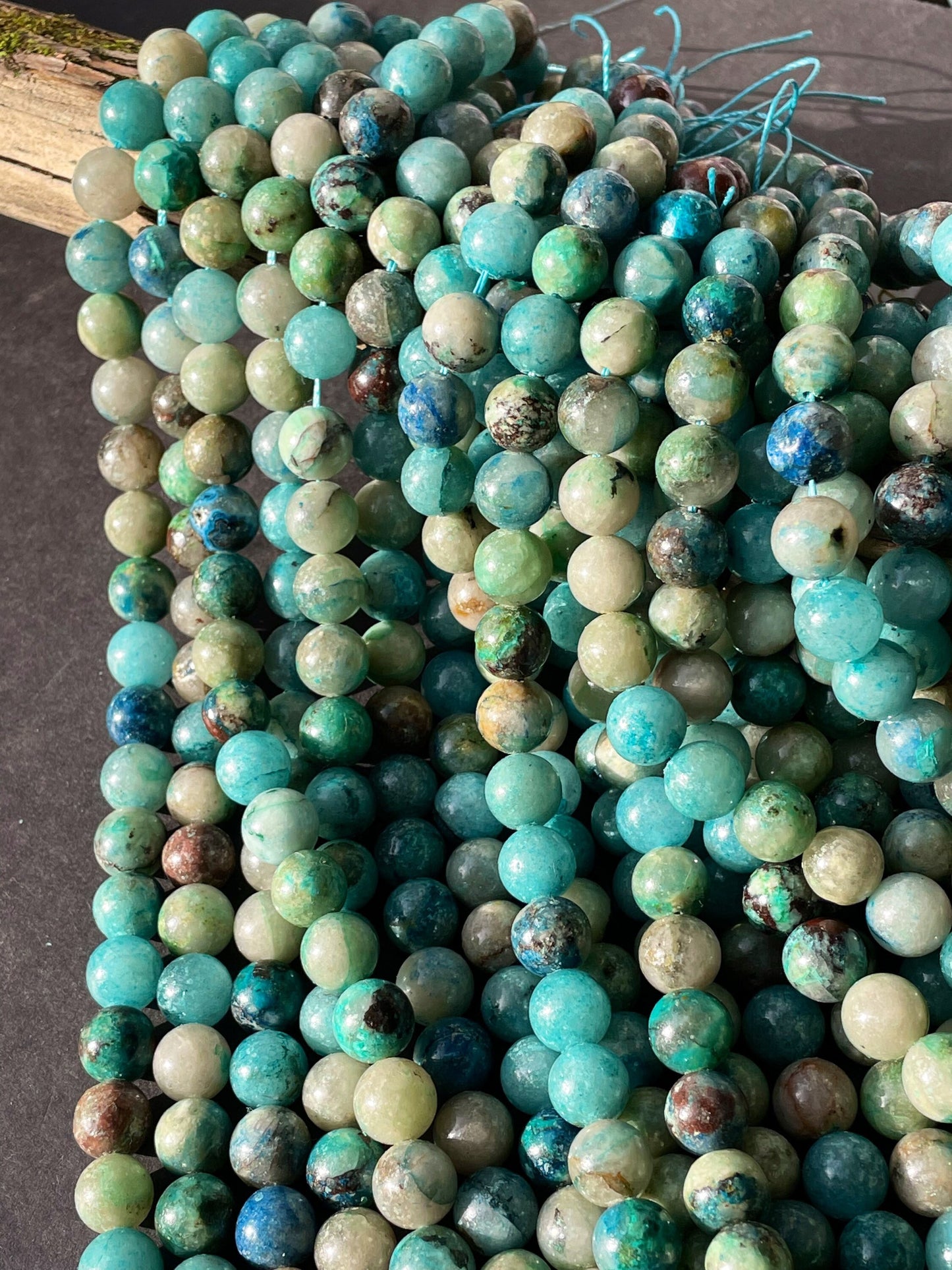 AAA Natural chrysocolla stone bead . 6mm 8mm 10mm round bead. Beautiful natural sky blue with brown color chrysocolla gemstone. Full strand