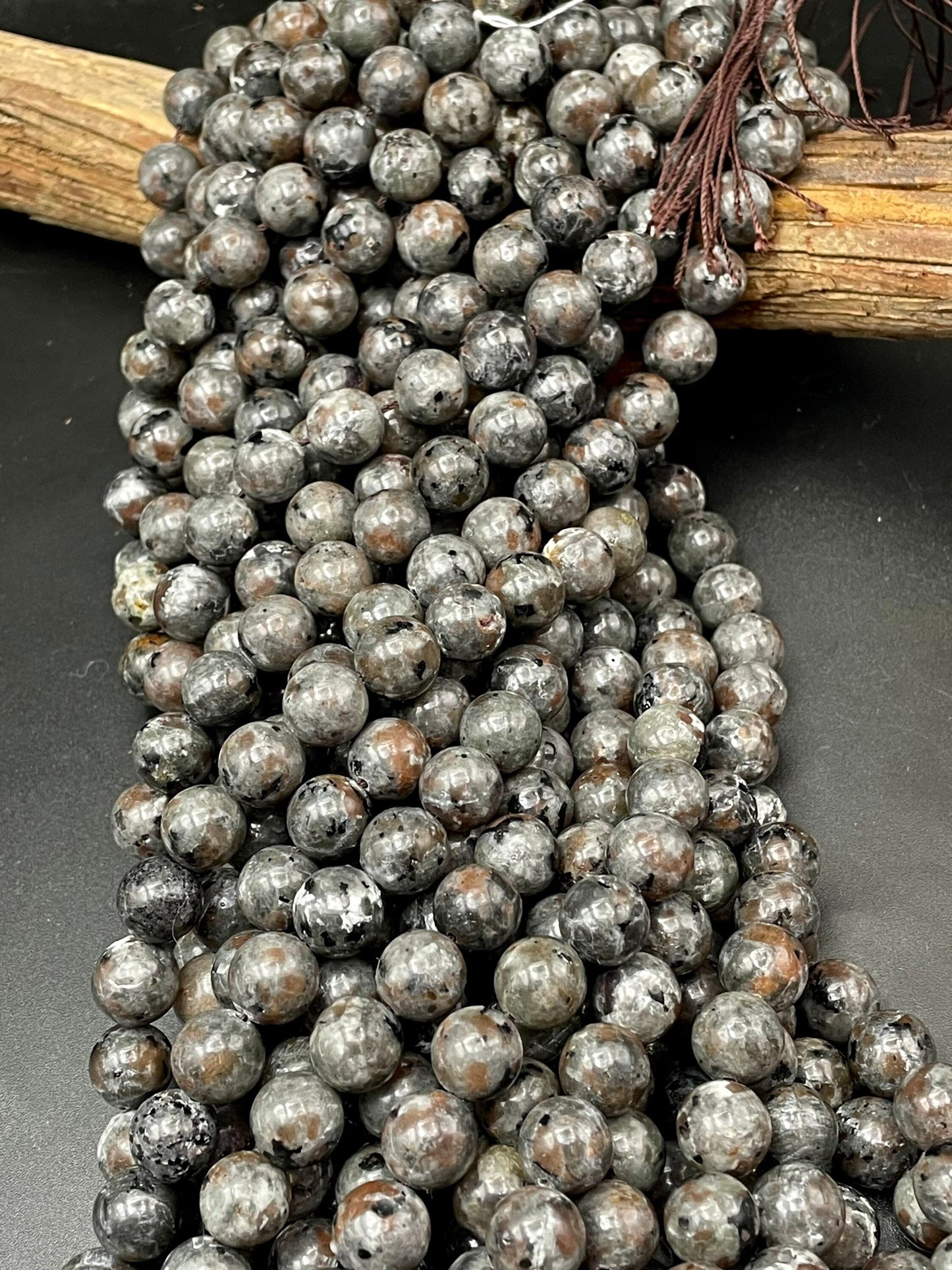 Natural Yooperlite Gemstone Bead 6mm 8mm 10mm Round Beads, Beautiful Gray Brown UV Reactive Yooperlite Gemstone Beads Full Strand 15.5"