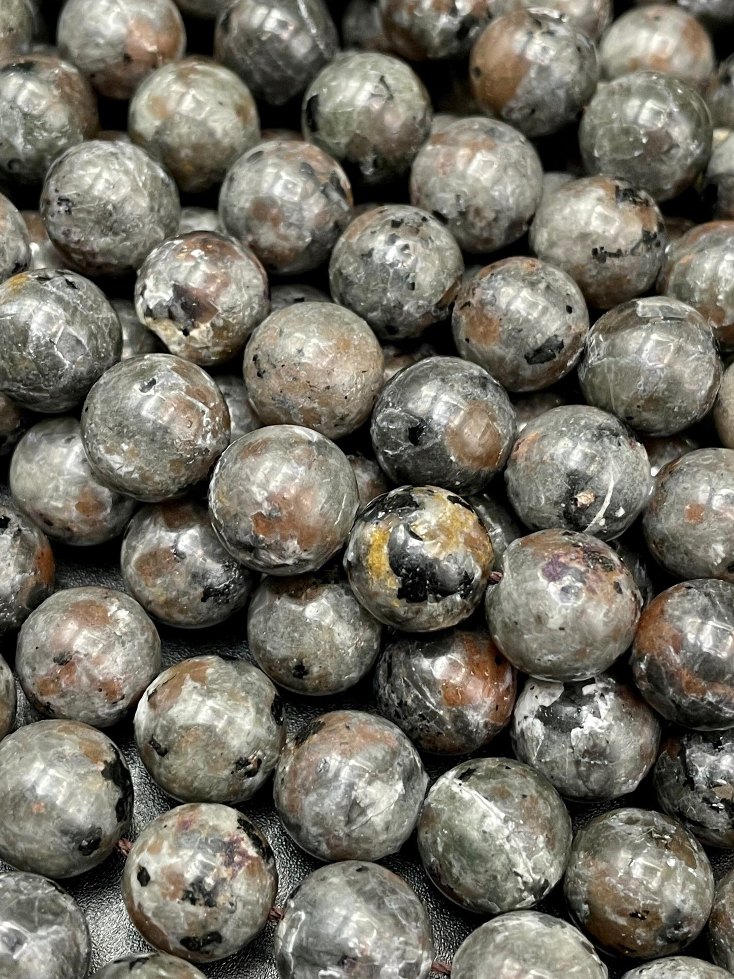 Natural Yooperlite Gemstone Bead 6mm 8mm 10mm Round Beads, Beautiful Gray Brown UV Reactive Yooperlite Gemstone Beads Full Strand 15.5"