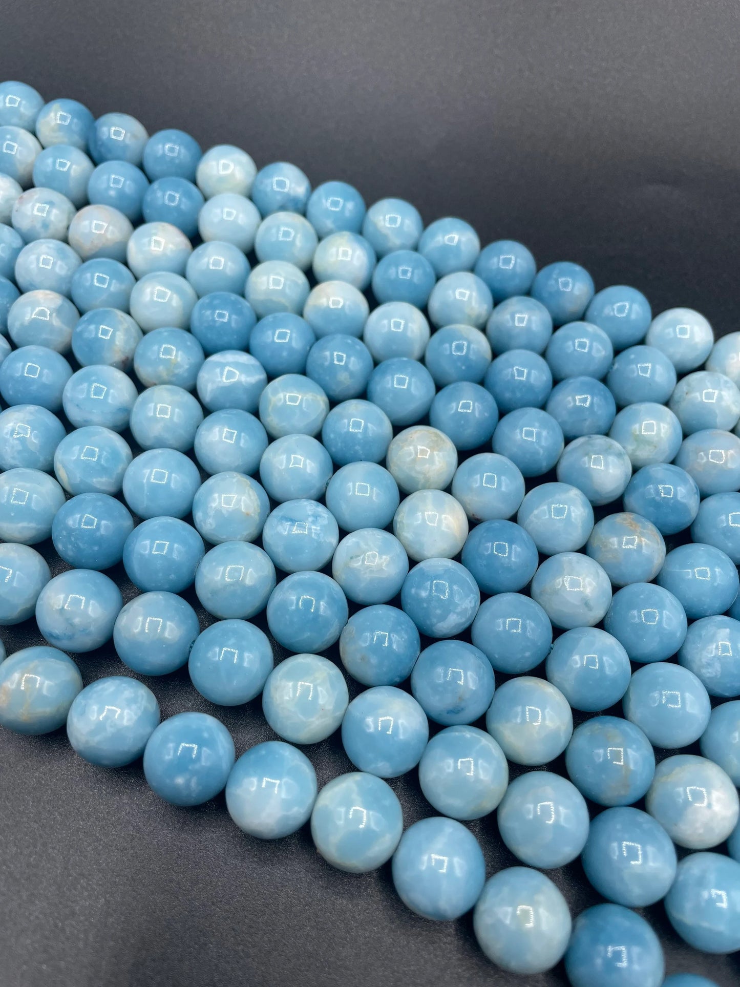 AAA Natural Larimar quartz stone bead . 6mm 8mm 10mm 12mm round bead . Beautiful skin blue Larimar color gemstone . Full strand length 15.5”