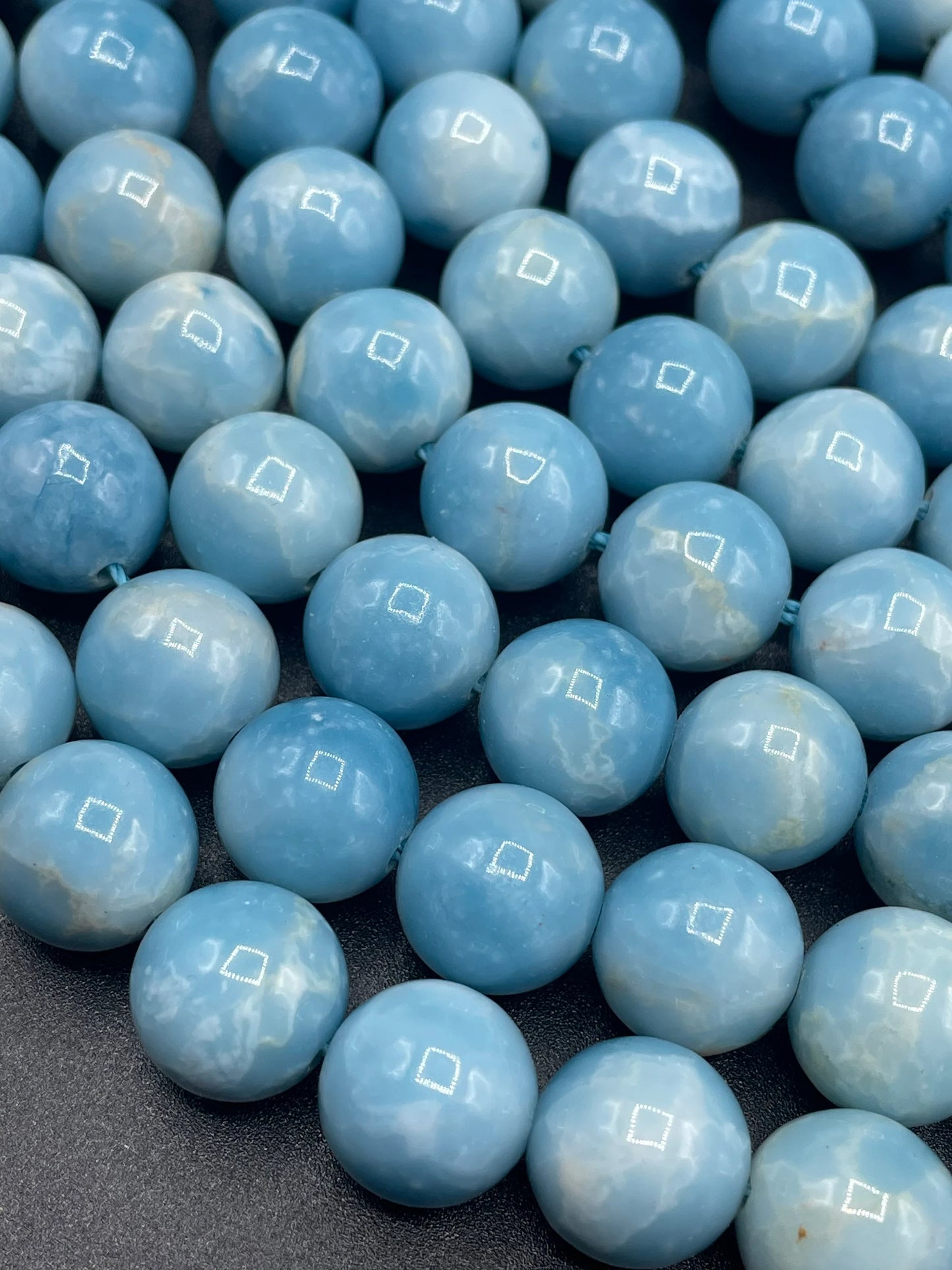 AAA Natural Larimar quartz stone bead . 6mm 8mm 10mm 12mm round bead . Beautiful skin blue Larimar color gemstone . Full strand length 15.5”
