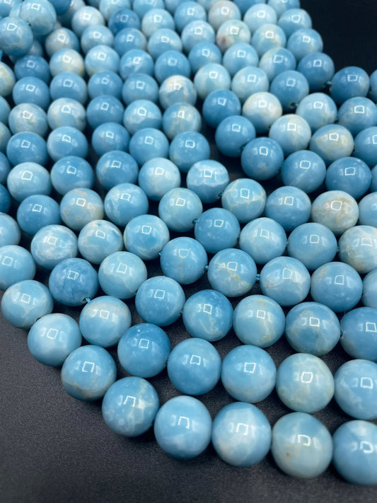 AAA Natural Larimar quartz stone bead . 6mm 8mm 10mm 12mm round bead . Beautiful skin blue Larimar color gemstone . Full strand length 15.5”