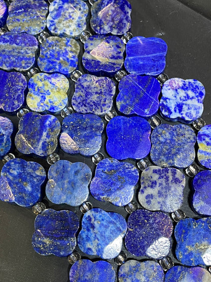 AAA Natural Lapis Lazuli Gemstone Bead 17mm Clover Flower Shape Bead, Gorgeous Natural Royal Blue Color Lapis Lazuli Gemstone Bead