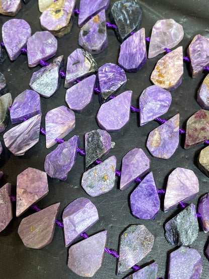 AAA Natural Charoite stone bead. 10x16mm teardrop Shape. Beautiful natural purple color Charoite gemstone bead. Full strand 15.5”