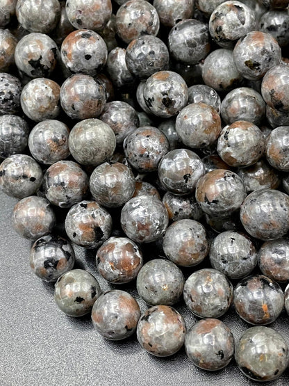 Natural Yooperlite Gemstone Bead 6mm 8mm 10mm Round Beads, Beautiful Gray Brown UV Reactive Yooperlite Gemstone Beads Full Strand 15.5"