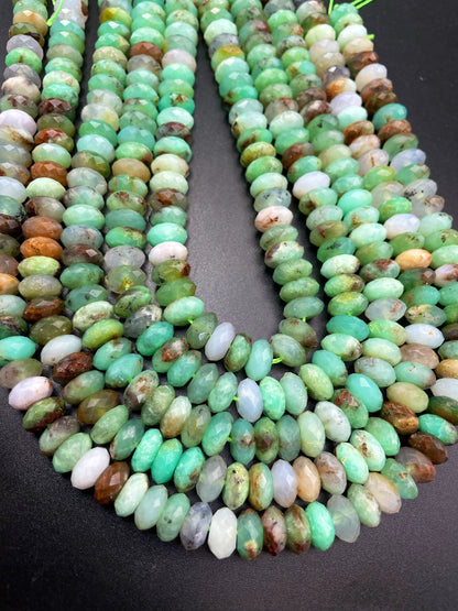 AAA Natural Chrysoprase Stone Bead. Faceted Rondelle Shape. Beautiful Natural Green Brown Color Chrysoprase Gemstone Bead.