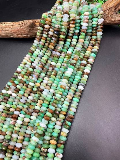 AAA Natural Chrysoprase Stone Bead. Faceted Rondelle Shape. Beautiful Natural Green Brown Color Chrysoprase Gemstone Bead.