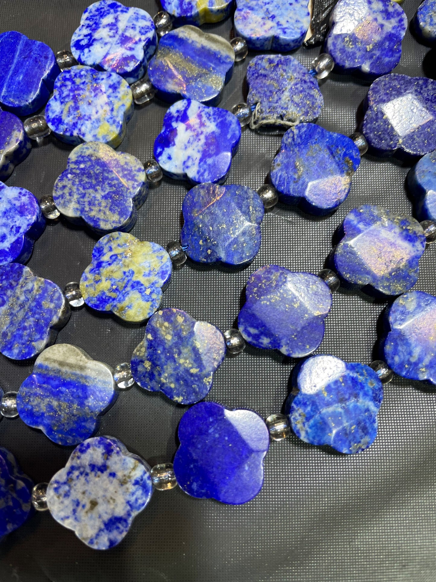 AAA Natural Lapis Lazuli Gemstone Bead 17mm Clover Flower Shape Bead, Gorgeous Natural Royal Blue Color Lapis Lazuli Gemstone Bead