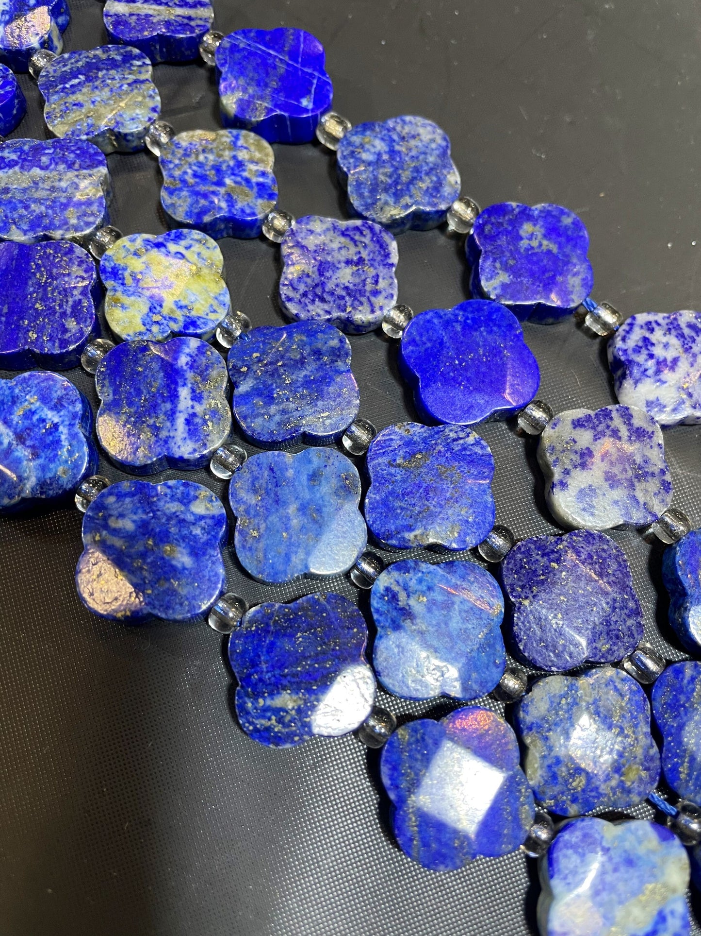 AAA Natural Lapis Lazuli Gemstone Bead 17mm Clover Flower Shape Bead, Gorgeous Natural Royal Blue Color Lapis Lazuli Gemstone Bead