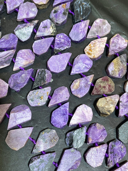 AAA Natural Charoite stone bead. 10x16mm teardrop Shape. Beautiful natural purple color Charoite gemstone bead. Full strand 15.5”