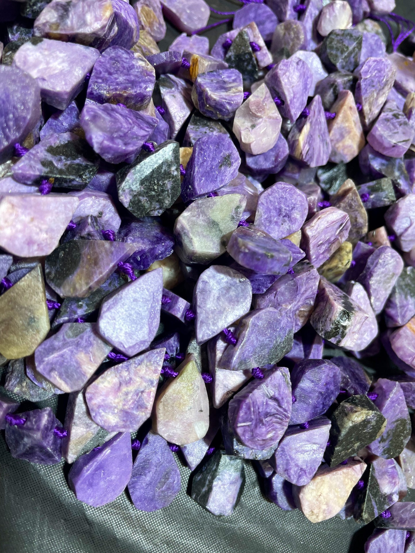 AAA Natural Charoite stone bead. 10x16mm teardrop Shape. Beautiful natural purple color Charoite gemstone bead. Full strand 15.5”