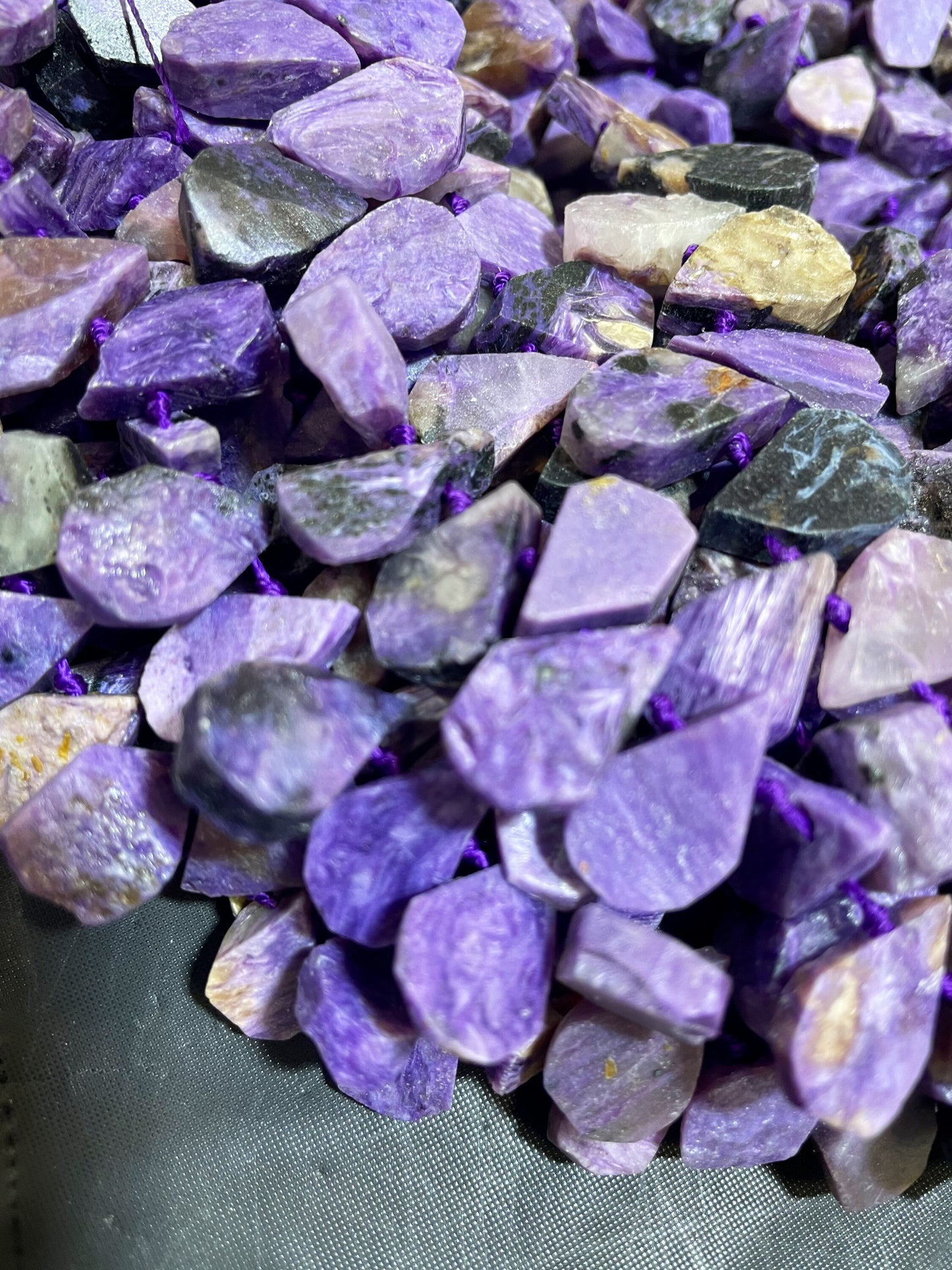 AAA Natural Charoite stone bead. 10x16mm teardrop Shape. Beautiful natural purple color Charoite gemstone bead. Full strand 15.5”