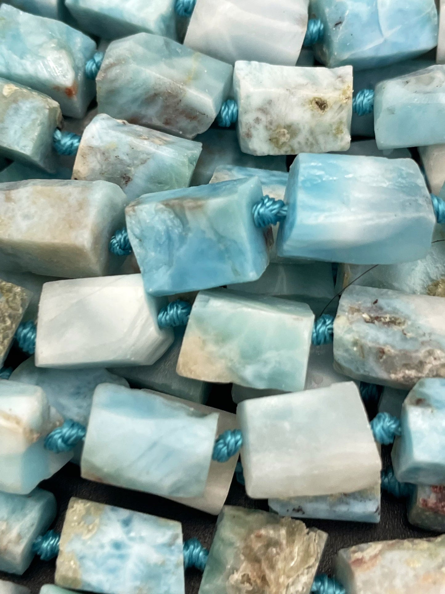 AA 100% natural Larimar gemstone bead. Faceted 8x12mm tube shape bead. Gorgeous natural light blue Larimar bead. High quality gemstone!