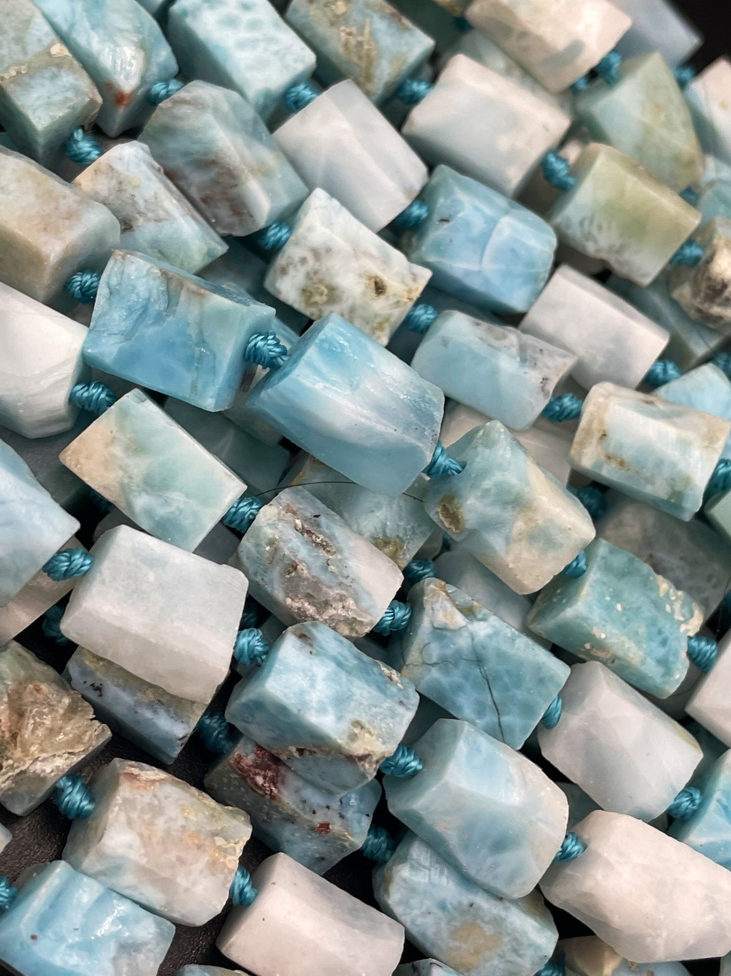 AA 100% natural Larimar gemstone bead. Faceted 8x12mm tube shape bead. Gorgeous natural light blue Larimar bead. High quality gemstone!