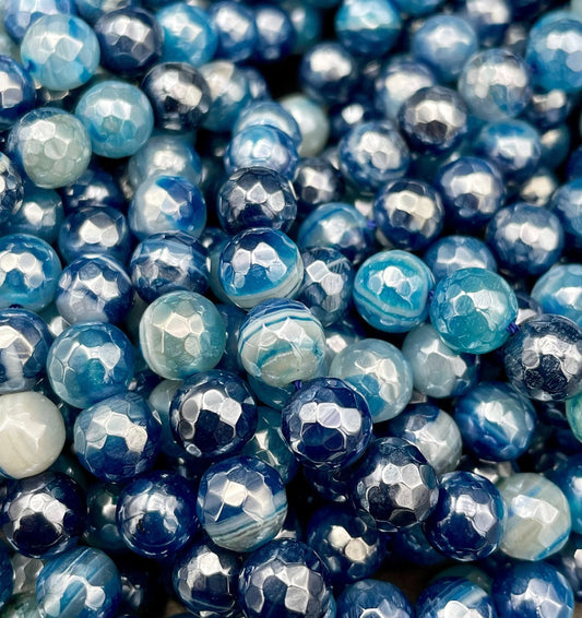 Beautiful Mystic stone agate bead. Faceted 6,8,10,12mm round bead. Beautiful ocean blues turquoise color gemstone bead. Full strand 15.5”