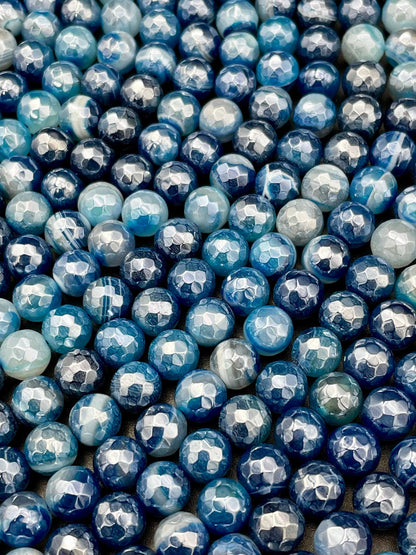 Beautiful Mystic stone agate bead. Faceted 6,8,10,12mm round bead. Beautiful ocean blues turquoise color gemstone bead. Full strand 15.5”