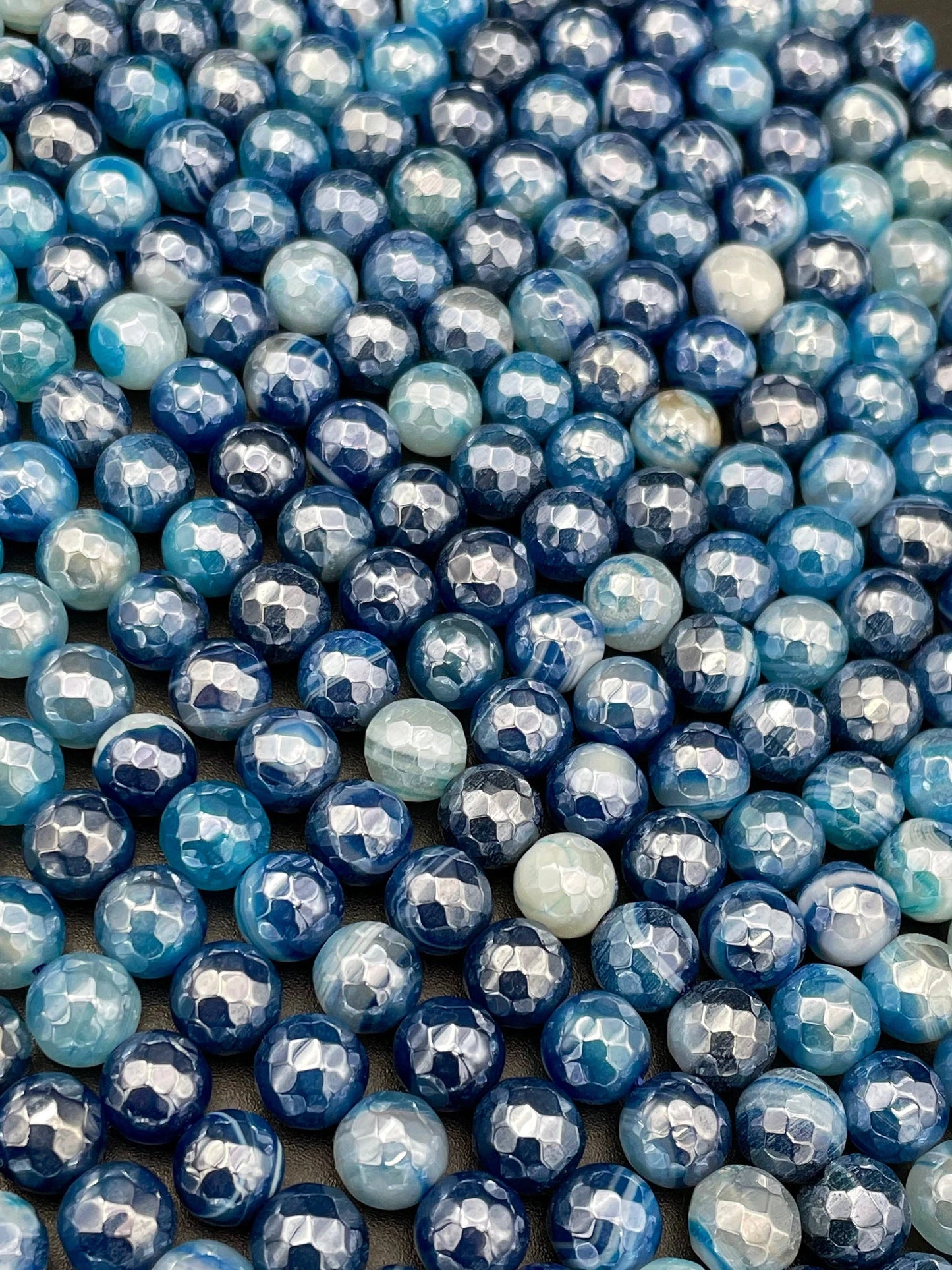 Beautiful Mystic stone agate bead. Faceted 6,8,10,12mm round bead. Beautiful ocean blues turquoise color gemstone bead. Full strand 15.5”