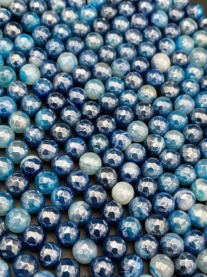 Beautiful Mystic stone agate bead. Faceted 6,8,10,12mm round bead. Beautiful ocean blues turquoise color gemstone bead. Full strand 15.5”