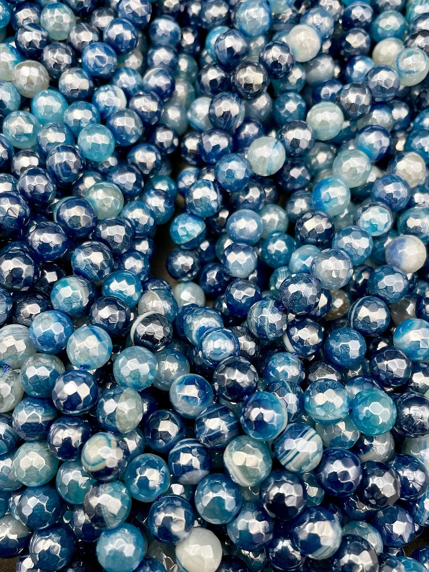 Beautiful Mystic stone agate bead. Faceted 6,8,10,12mm round bead. Beautiful ocean blues turquoise color gemstone bead. Full strand 15.5”