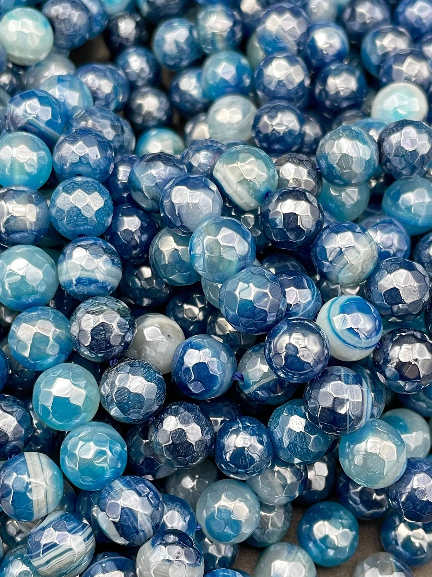 Beautiful Mystic stone agate bead. Faceted 6,8,10,12mm round bead. Beautiful ocean blues turquoise color gemstone bead. Full strand 15.5”