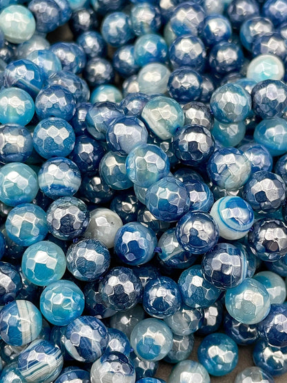 Beautiful Mystic stone agate bead. Faceted 6,8,10,12mm round bead. Beautiful ocean blues turquoise color gemstone bead. Full strand 15.5”