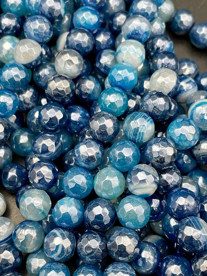 Beautiful Mystic stone agate bead. Faceted 6,8,10,12mm round bead. Beautiful ocean blues turquoise color gemstone bead. Full strand 15.5”