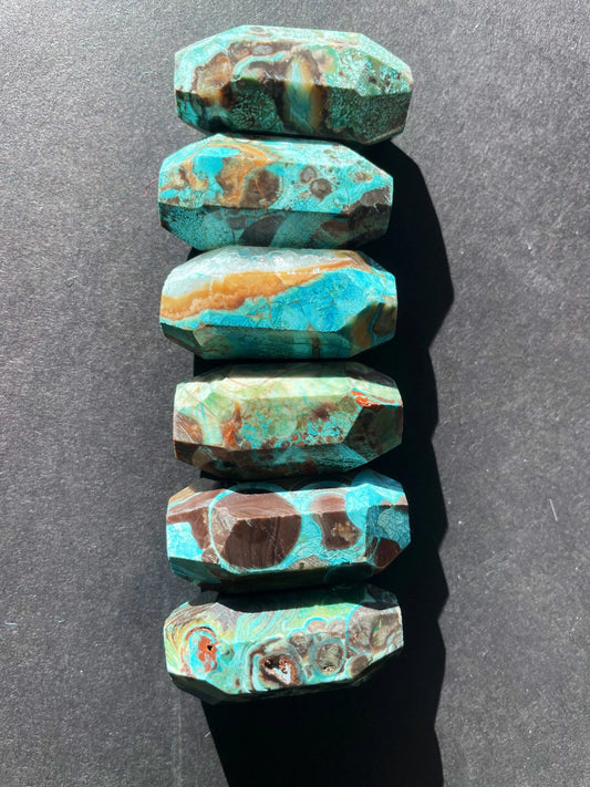 AAA Natural blue new ocean jasper stone bead. Faceted 15x33mm Barrel Shape . Beautiful blue brown color ocean jasper gemstone pendant bead!