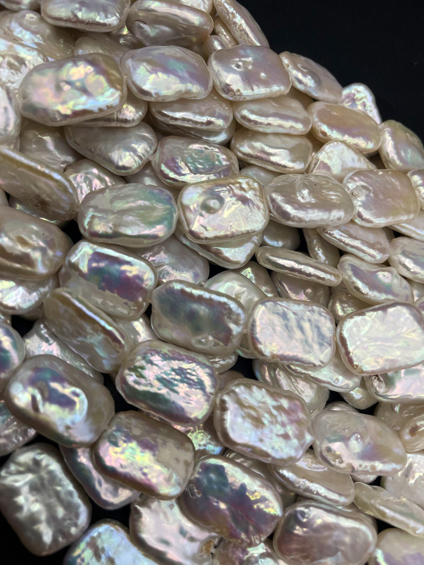 AAA Natural Fresh Water Pearl Bead. 12x17mm rectangle shape. Beautiful Natural White Color Fresh Water Pearl Bead. High Quality Pearl Bead!