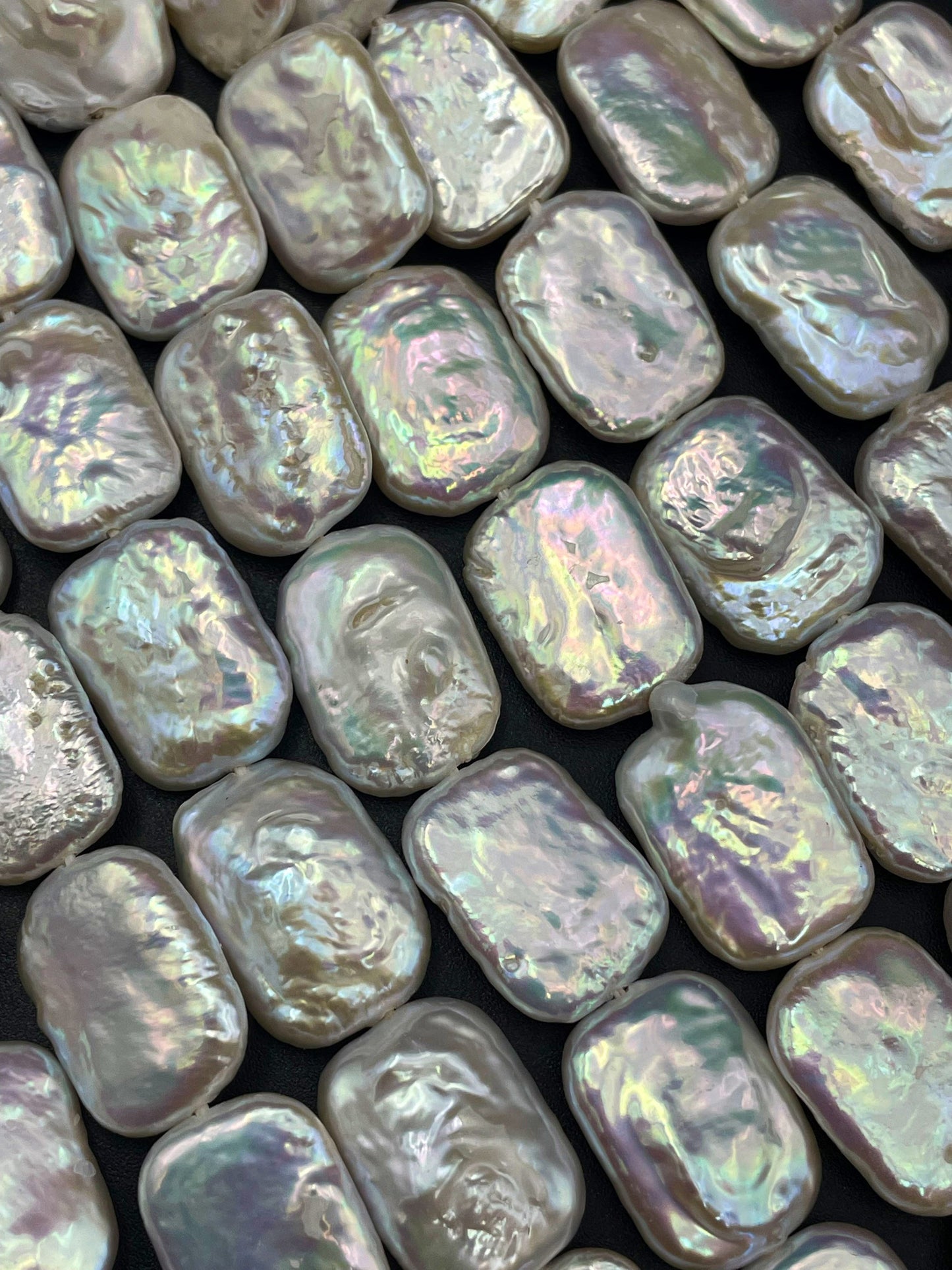 AAA Natural Fresh Water Pearl Bead. 12x17mm rectangle shape. Beautiful Natural White Color Fresh Water Pearl Bead. High Quality Pearl Bead!