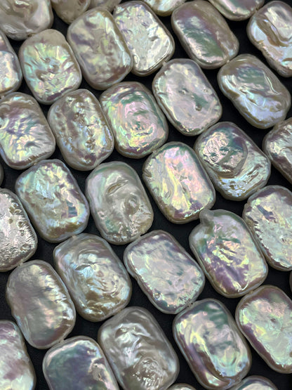 AAA Natural Fresh Water Pearl Bead. 12x17mm rectangle shape. Beautiful Natural White Color Fresh Water Pearl Bead. High Quality Pearl Bead!