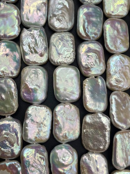 AAA Natural Fresh Water Pearl Bead. 12x17mm rectangle shape. Beautiful Natural White Color Fresh Water Pearl Bead. High Quality Pearl Bead!