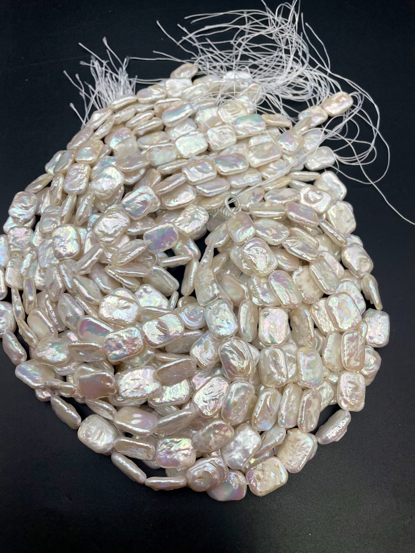 AAA Natural Fresh Water Pearl Bead. 12x17mm rectangle shape. Beautiful Natural White Color Fresh Water Pearl Bead. High Quality Pearl Bead!