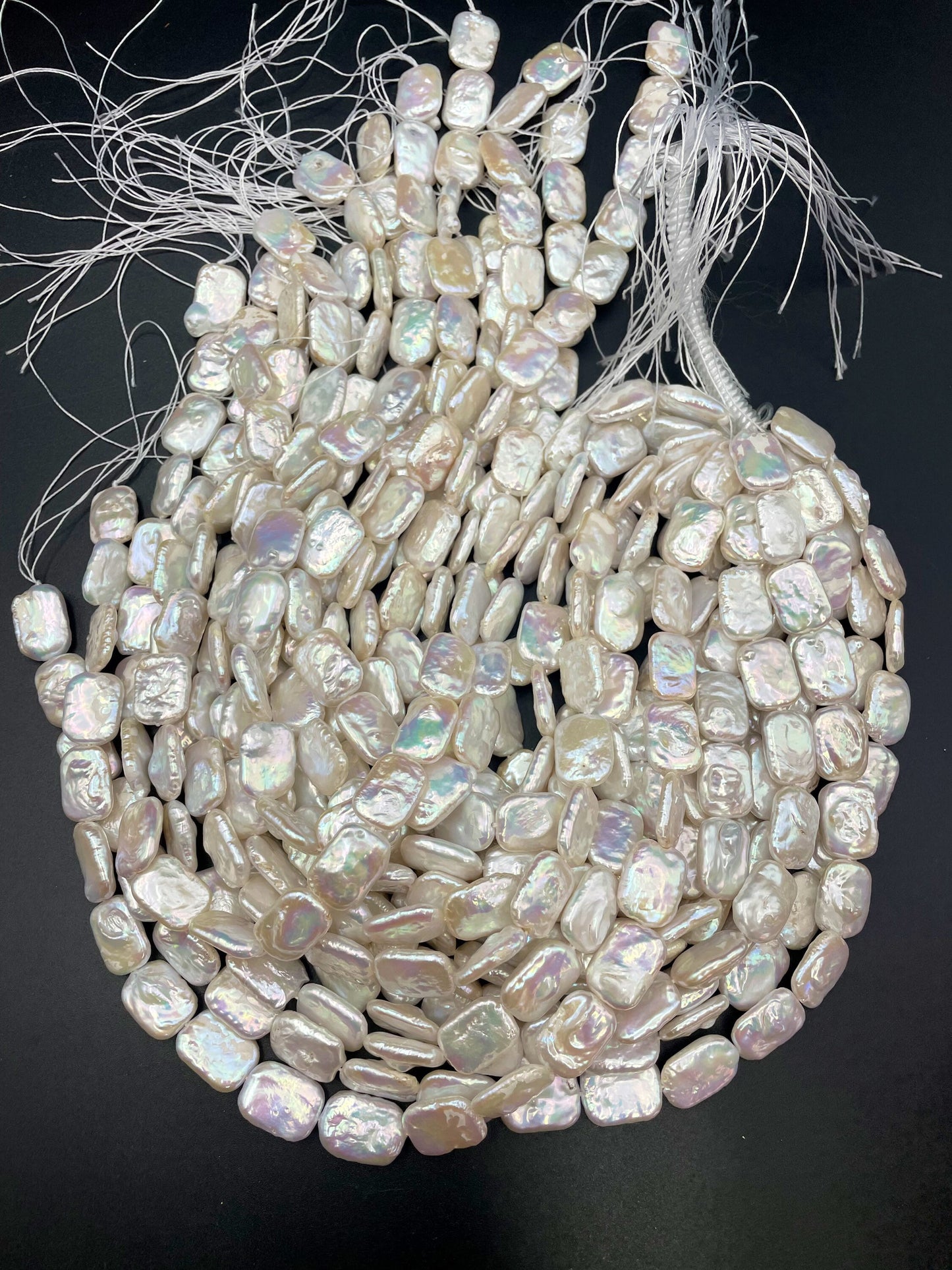 AAA Natural Fresh Water Pearl Bead. 12x17mm rectangle shape. Beautiful Natural White Color Fresh Water Pearl Bead. High Quality Pearl Bead!