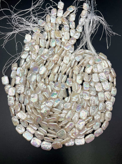 AAA Natural Fresh Water Pearl Bead. 12x17mm rectangle shape. Beautiful Natural White Color Fresh Water Pearl Bead. High Quality Pearl Bead!