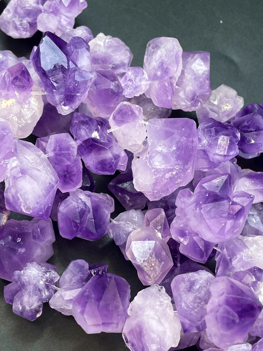 AAA Natural Raw Amethyst Stone Bead. Freedom nugget shape. Beautiful natural purple color natural shape. Unique amethyst gemstone bead!