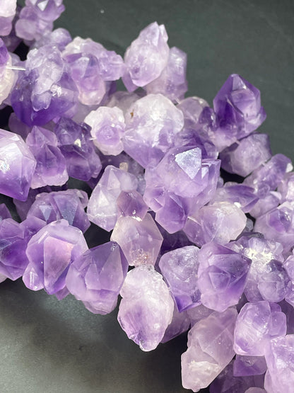 AAA Natural Raw Amethyst Stone Bead. Freedom nugget shape. Beautiful natural purple color natural shape. Unique amethyst gemstone bead!