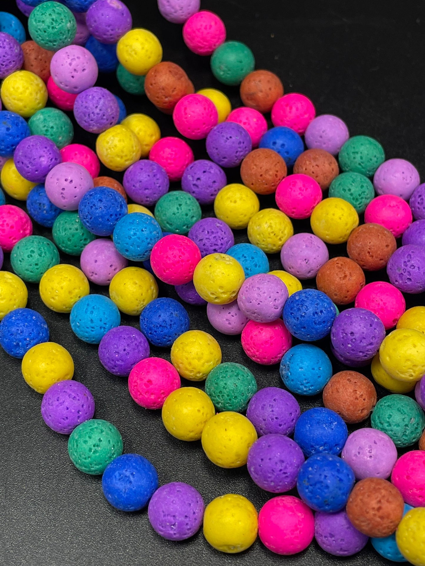 AAA Natural Multicolor Lava Rock Stone Bead. 4mm 6mm 8mm 10mm 12mm Round Bead. Beautiful Colorful Lava Rock Stone Bead. Full strand 15.5